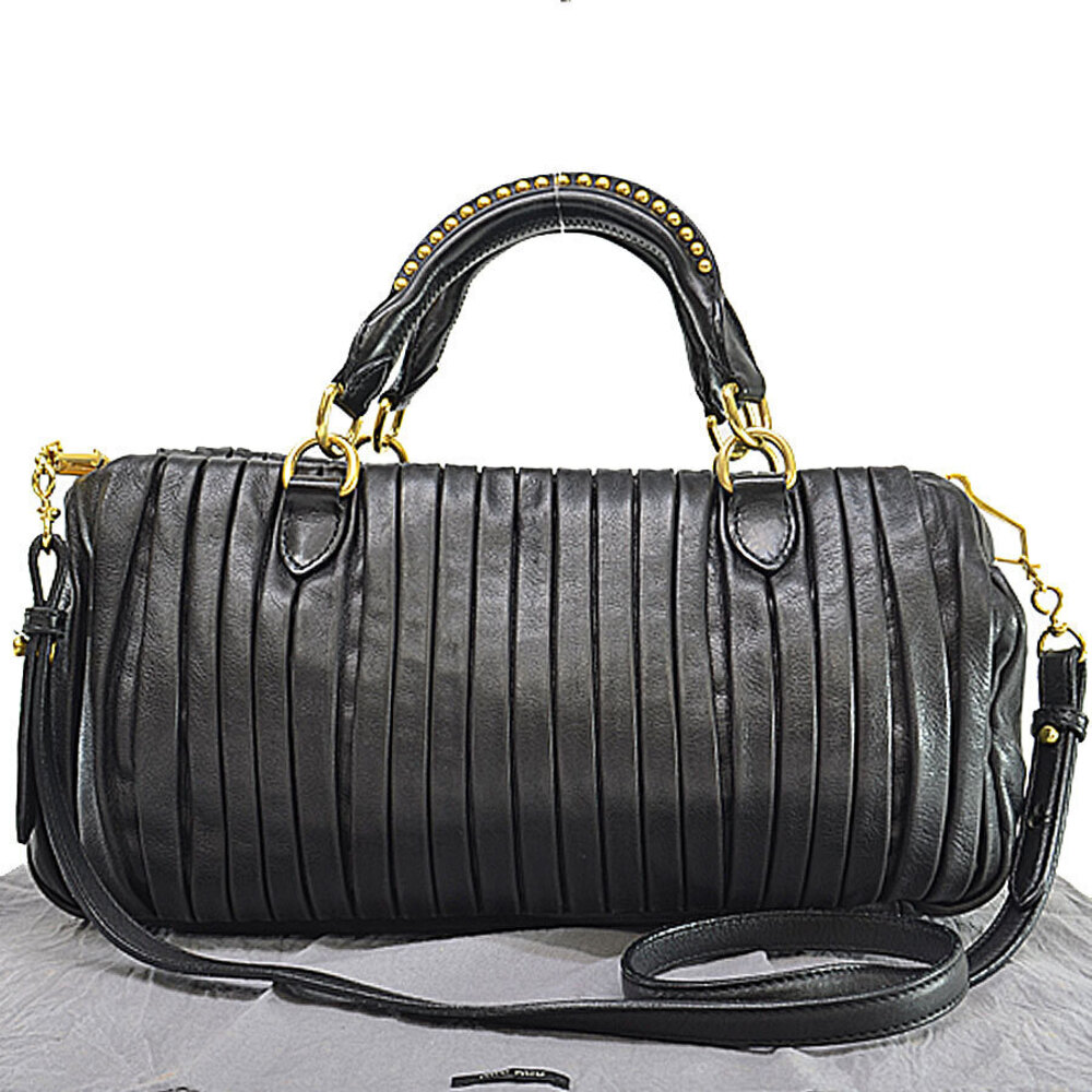 Miu Miu Shoulder Leather 2way Black Bag Alloy - Picture 2 of 5